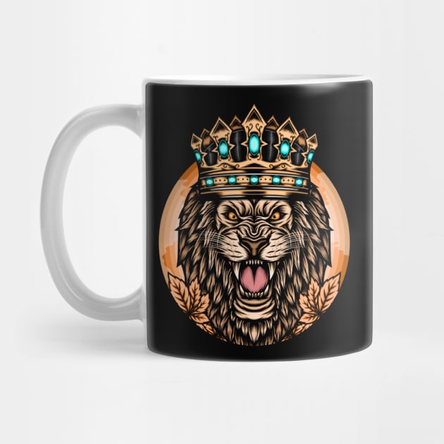 Roaring lion with crown by WODEXZ